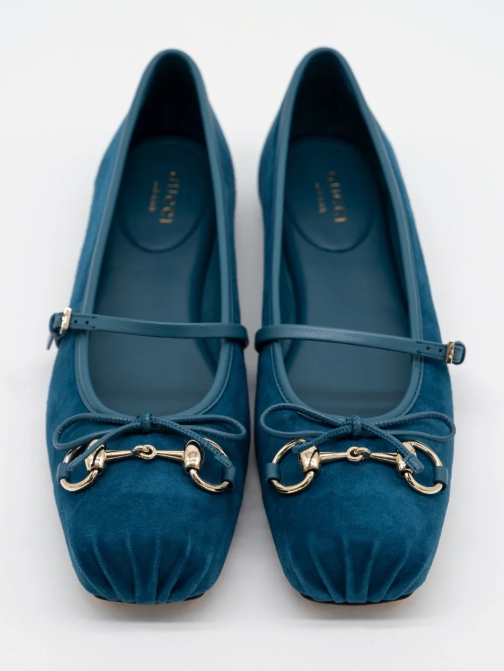 Gucci Women's Ballet Flats Horsebit Blue Suede Mary Jane size 40eu 10 US